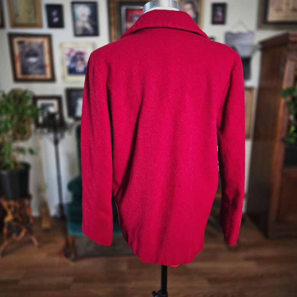 Kristen Blake Pea Coat Jacket Vintage 90s Red Wool Blend 70s Style Womens Small - Picture 5 of 8